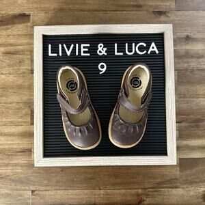 NEW Livie & Luca Mocha Brown Leather Ruche Classic Mary Jane Shoes Preppy 9